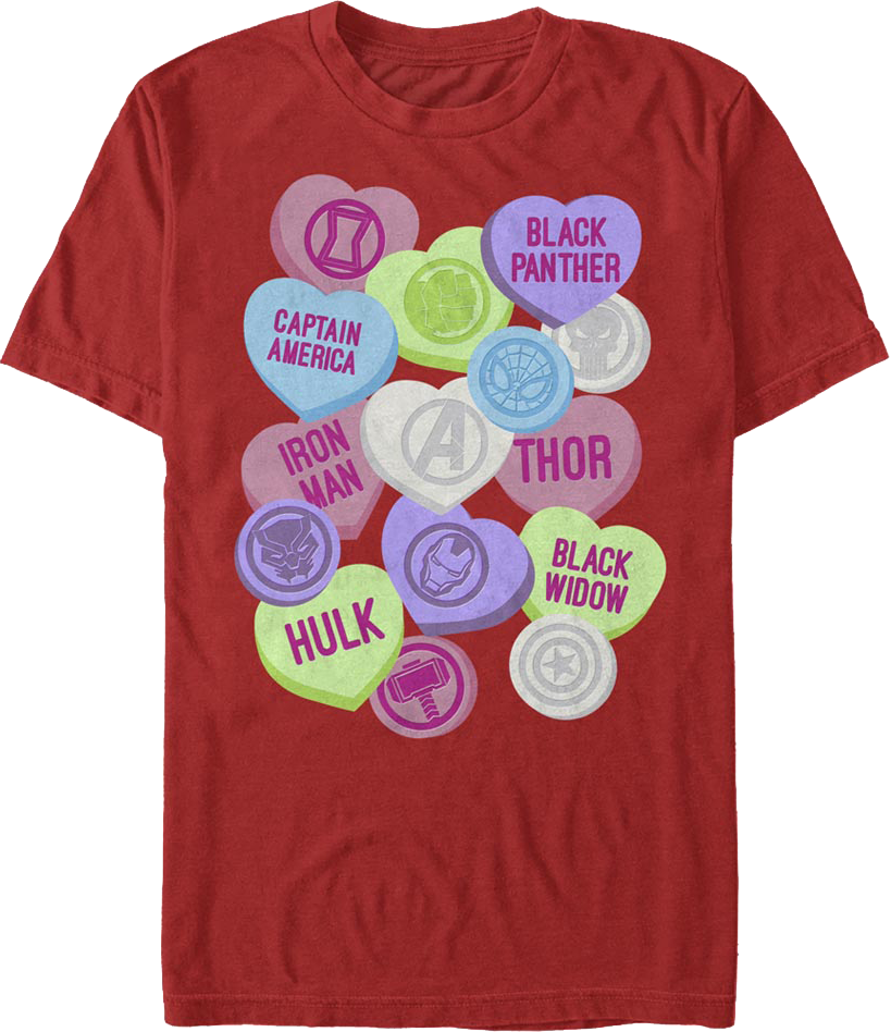 Avengers Candy Hearts Marvel Comics T-Shirt