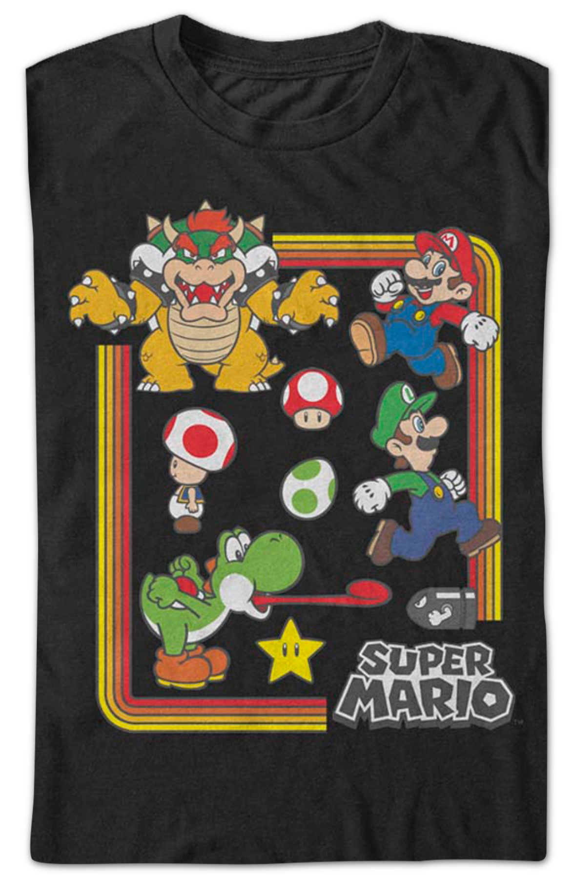 Black Nintendo Characters Super Mario Bros. T-Shirt