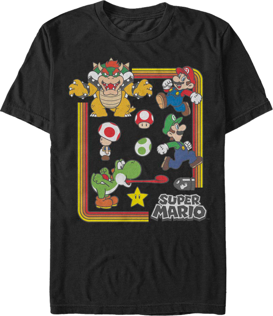 Black Nintendo Characters Super Mario Bros. T-Shirt