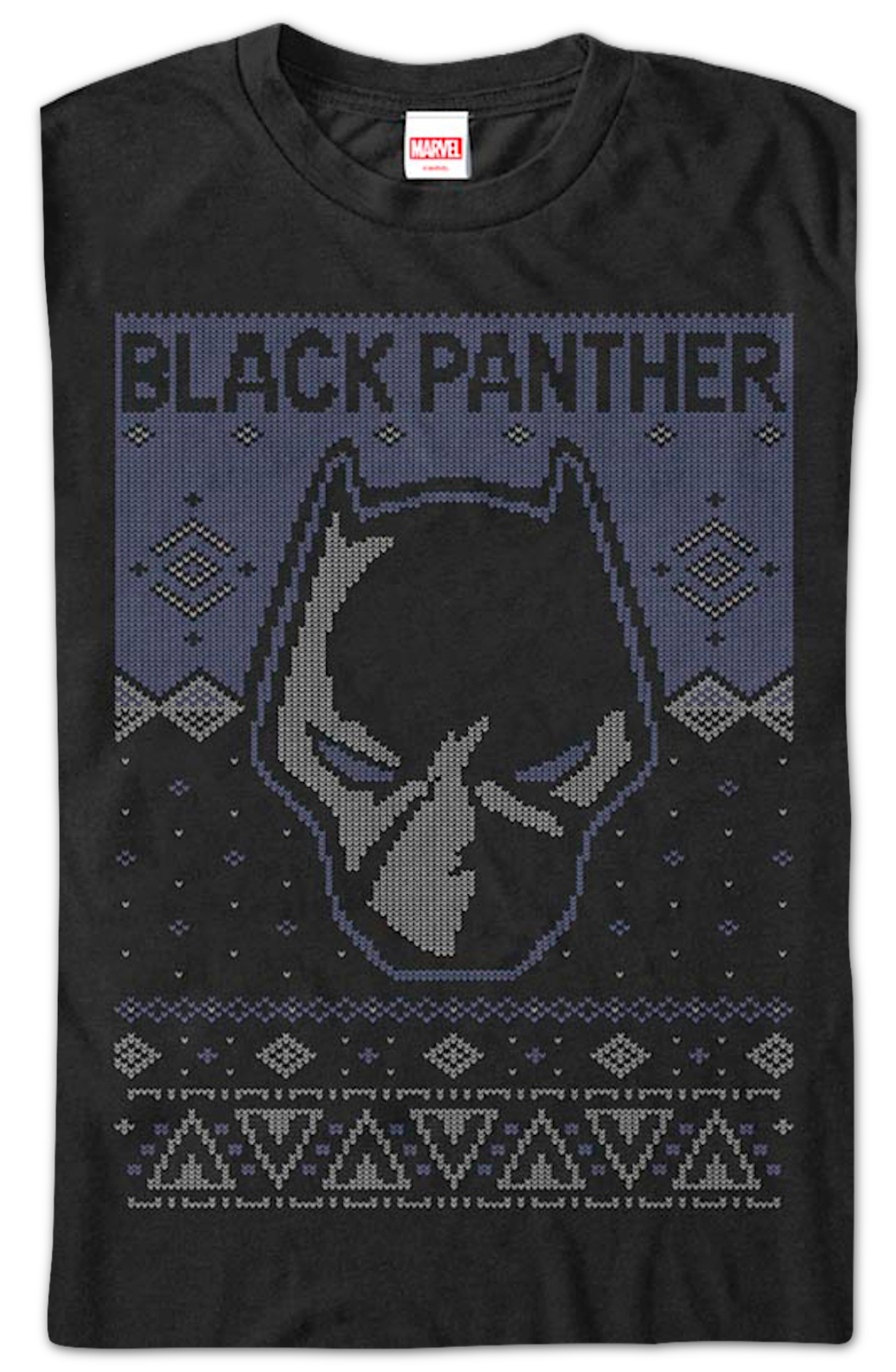 Black Panther Mask Faux Ugly Christmas Sweater Marvel Comics T-Shirt