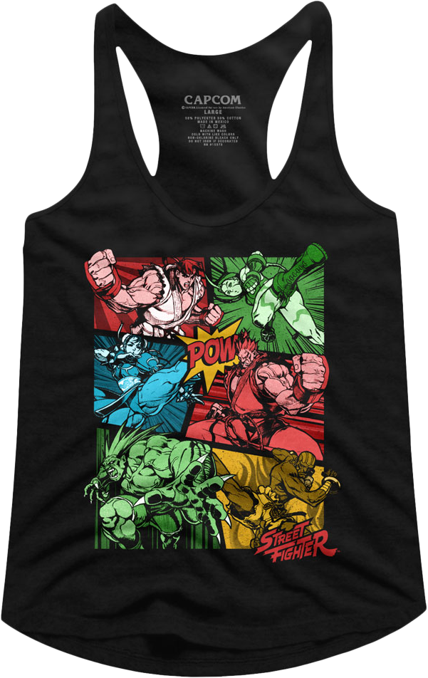 Ladies Comic Book Action Street Fighter Racerback Tank Top
