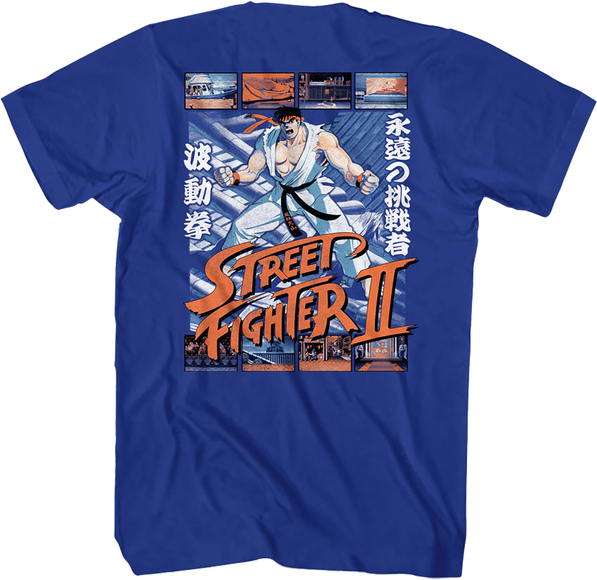 Front & Back Ryu Fight Scenes Street Fighter II T-Shirt