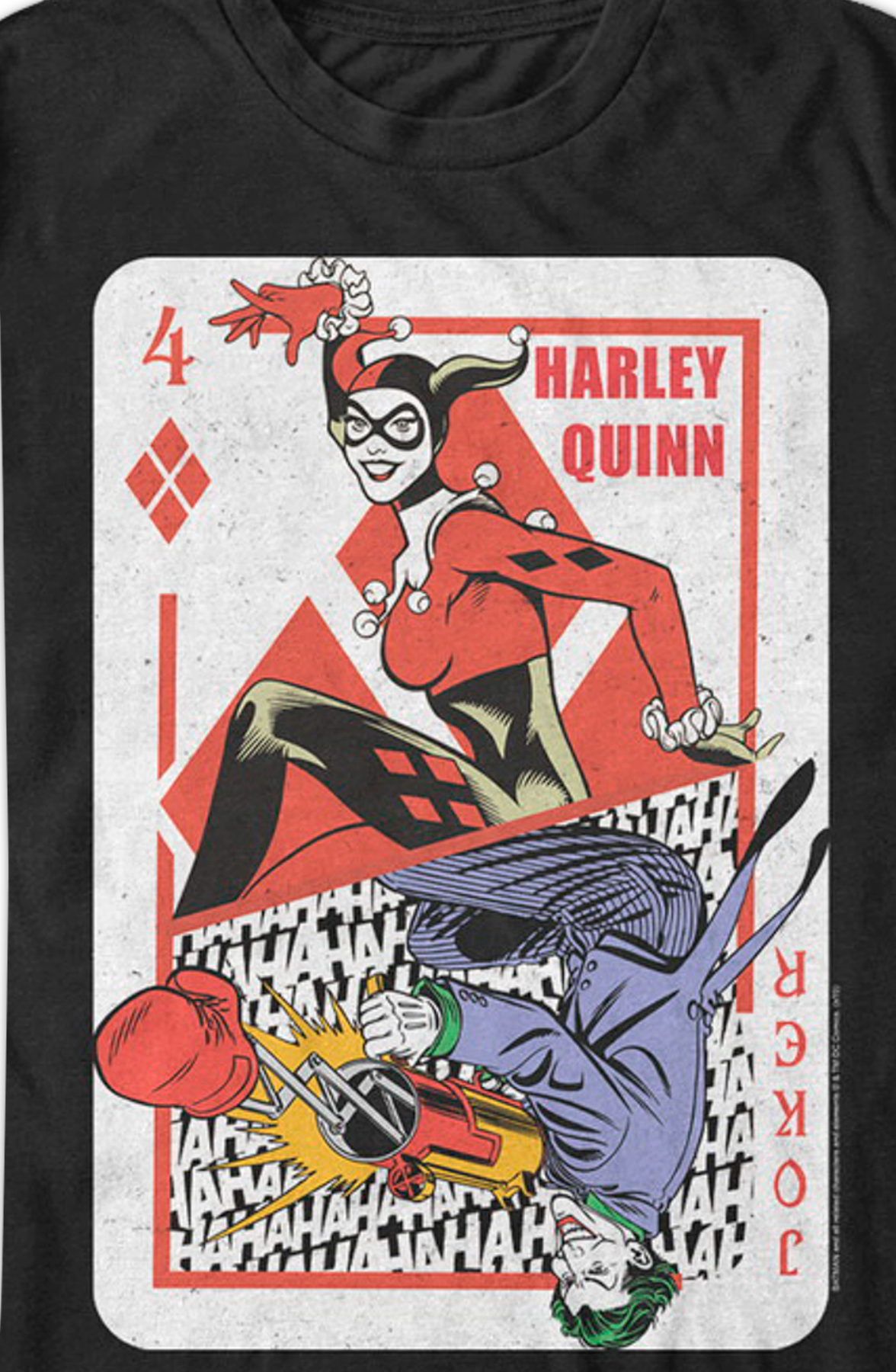 Harley Quinn and Joker Playing Card DC Comics T-Shirt