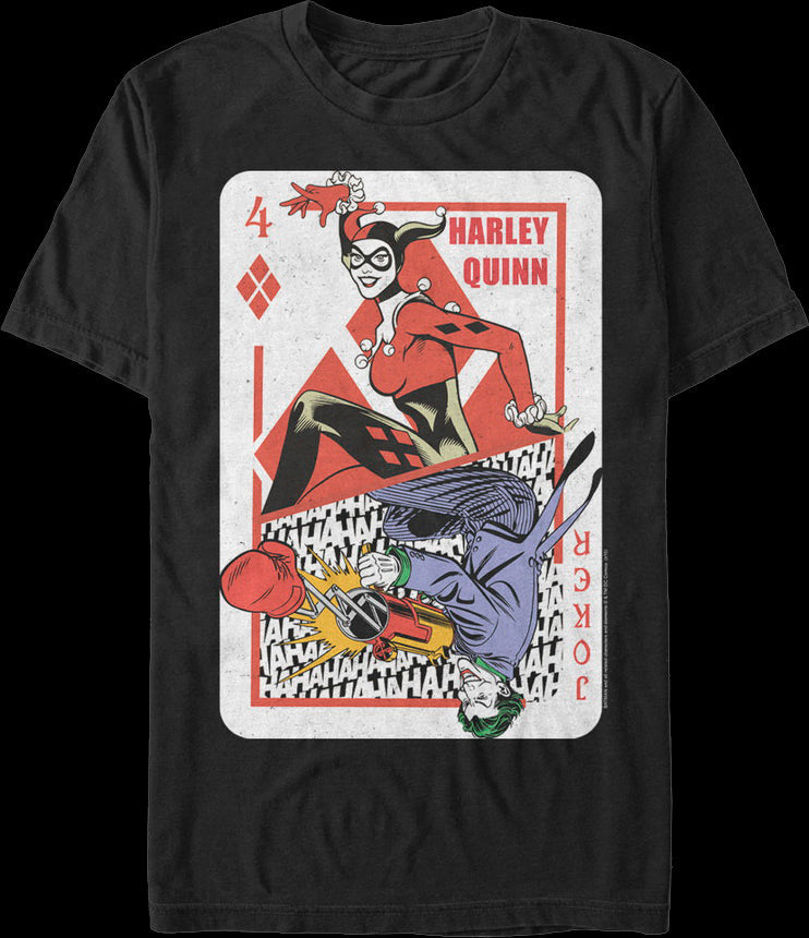 Harley Quinn and Joker Playing Card DC Comics T-Shirt