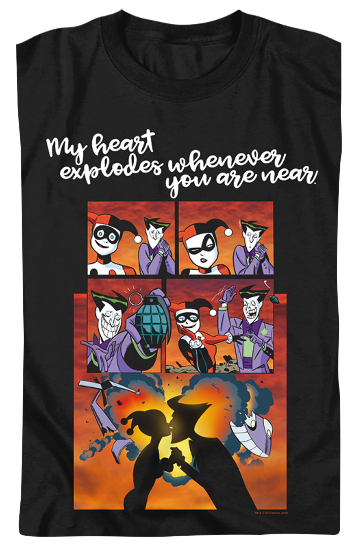 Harley Quinn And The Joker Heart Explodes DC Comics T-Shirt