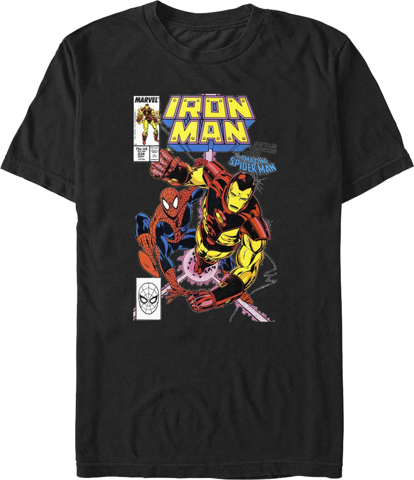 Iron Man And Spider-Man Comic Book Cover Marvel Comics T-Shirt