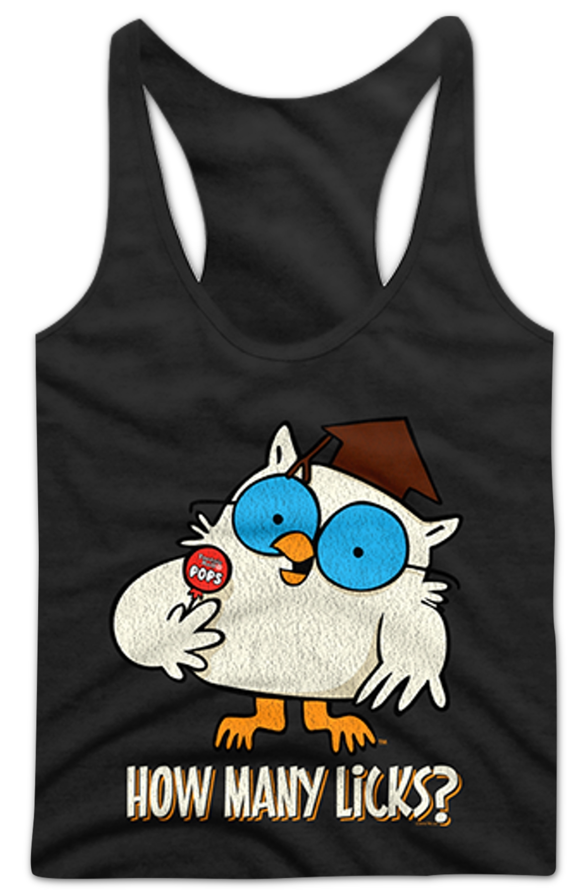 Ladies Mr. Owl How Many Licks Tootsie Pop Racerback Tank Top