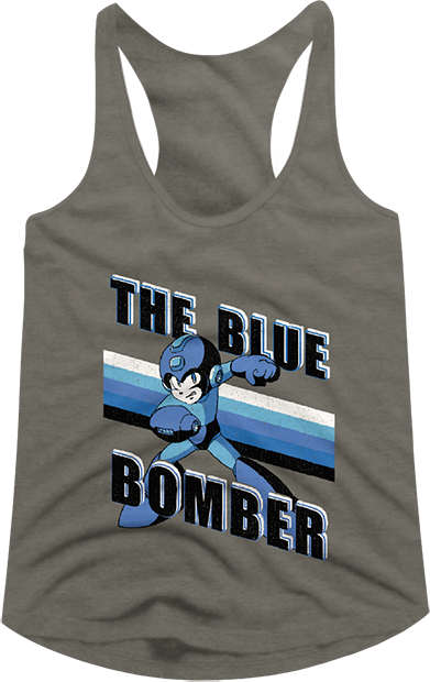 Ladies Retro Blue Bomber Mega Man Racerback Tank Top
