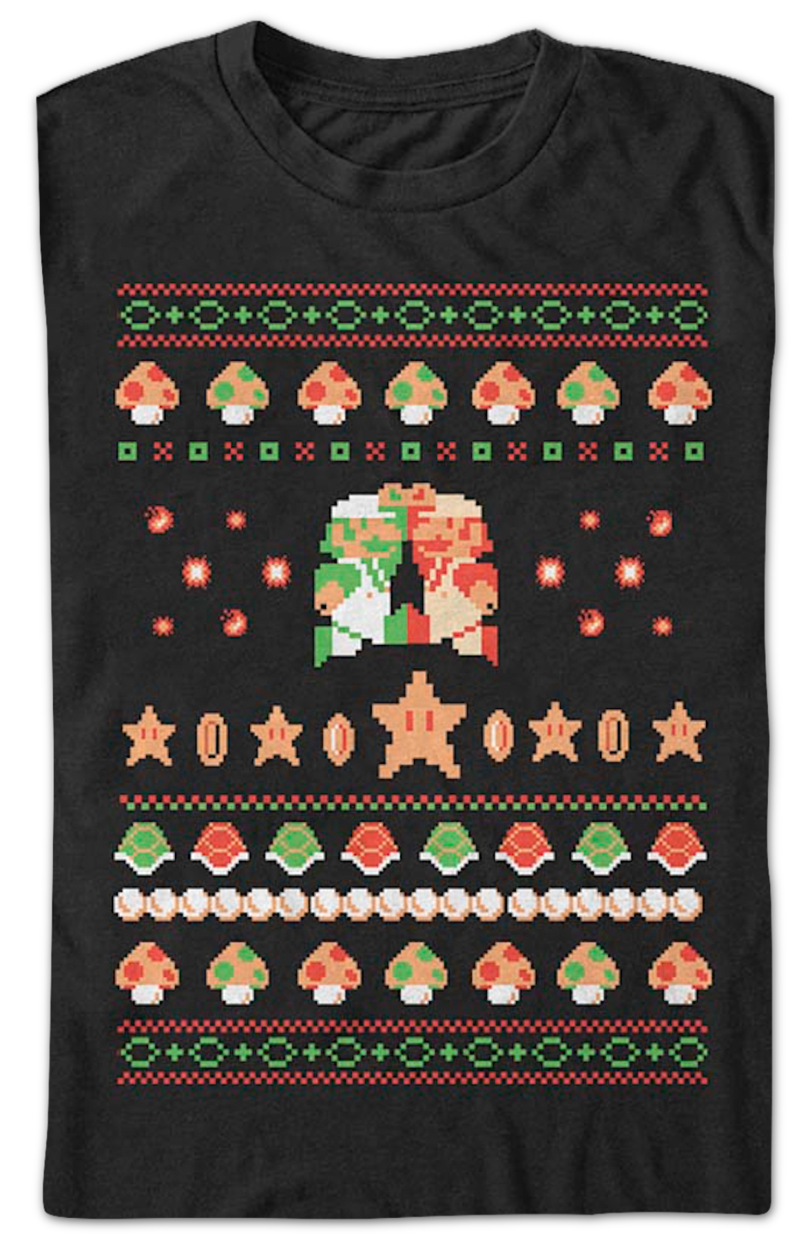 Luigi And Mario Faux Ugly Christmas Sweater Nintendo T-Shirt