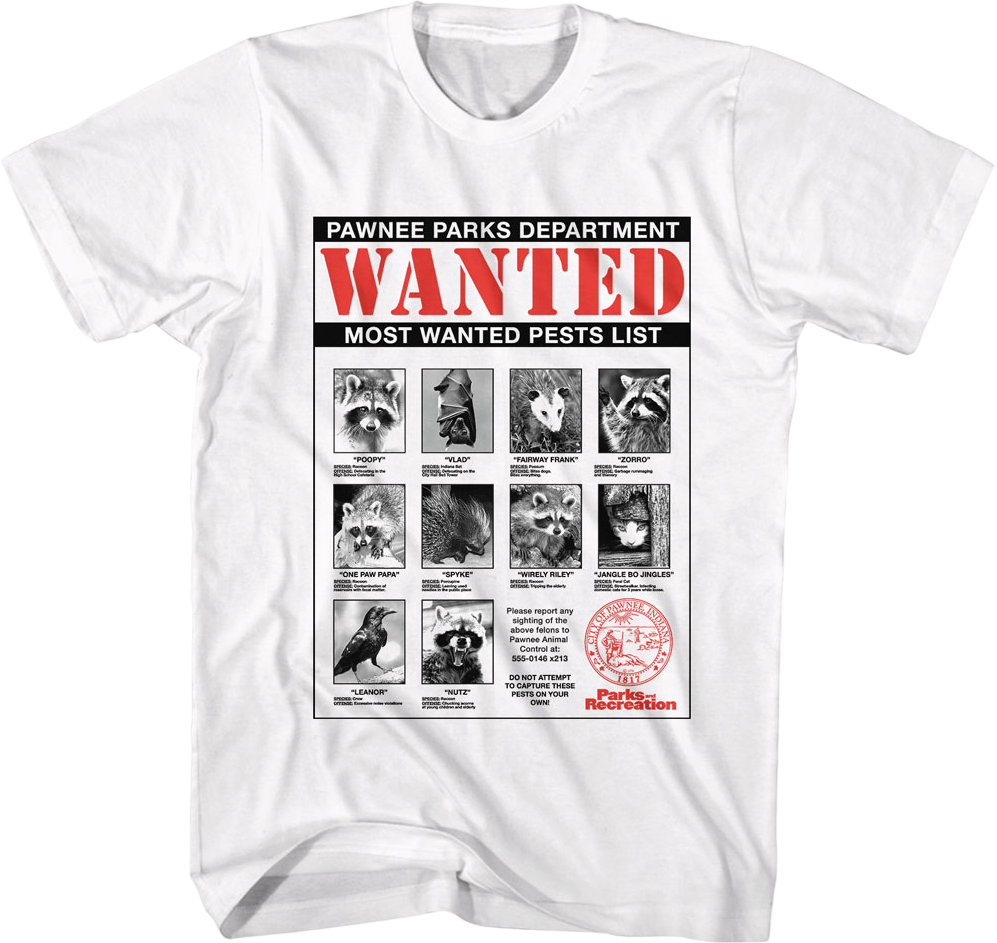 Most Wanted Pests List Parks and Recreation T-Shirt