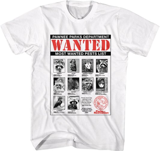 Most Wanted Pests List Parks and Recreation T-Shirt