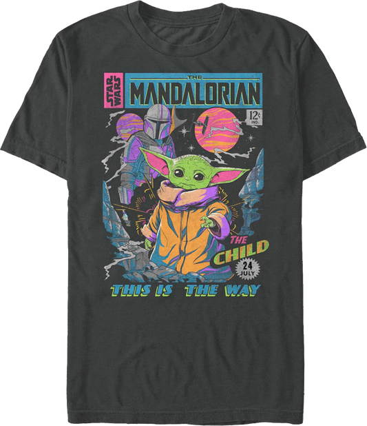 Neon Mandalorian Comic Book Cover Star Wars T-Shirt