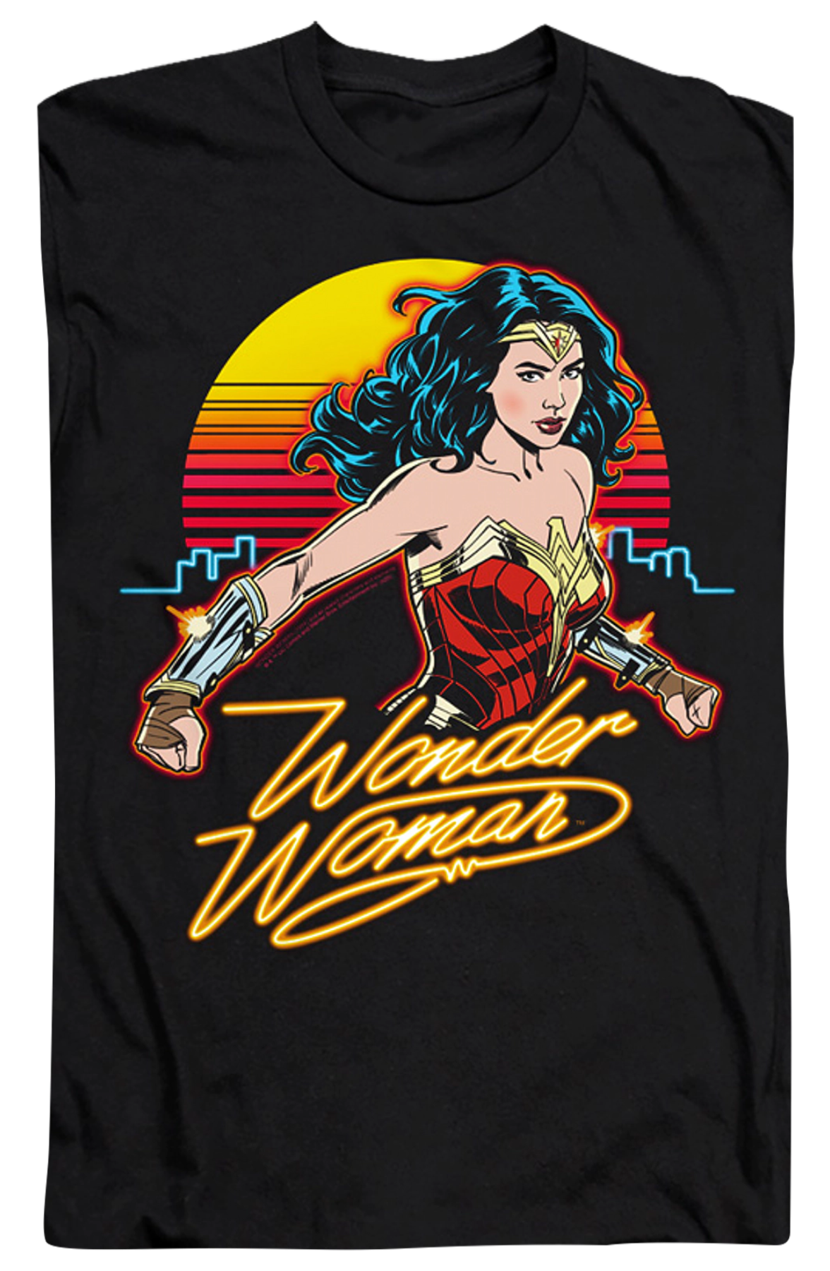 Neon Skyline Wonder Woman T-Shirt
