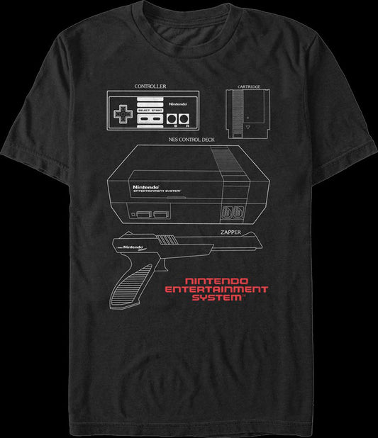 NES Schematic Nintendo T-Shirt