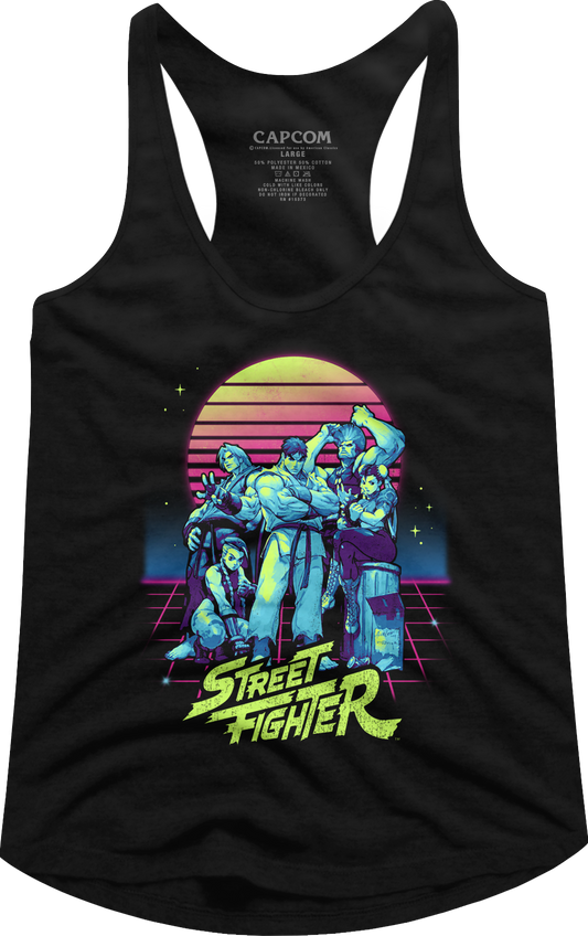 Ladies Retro Neon Street Fighter Racerback Tank Top