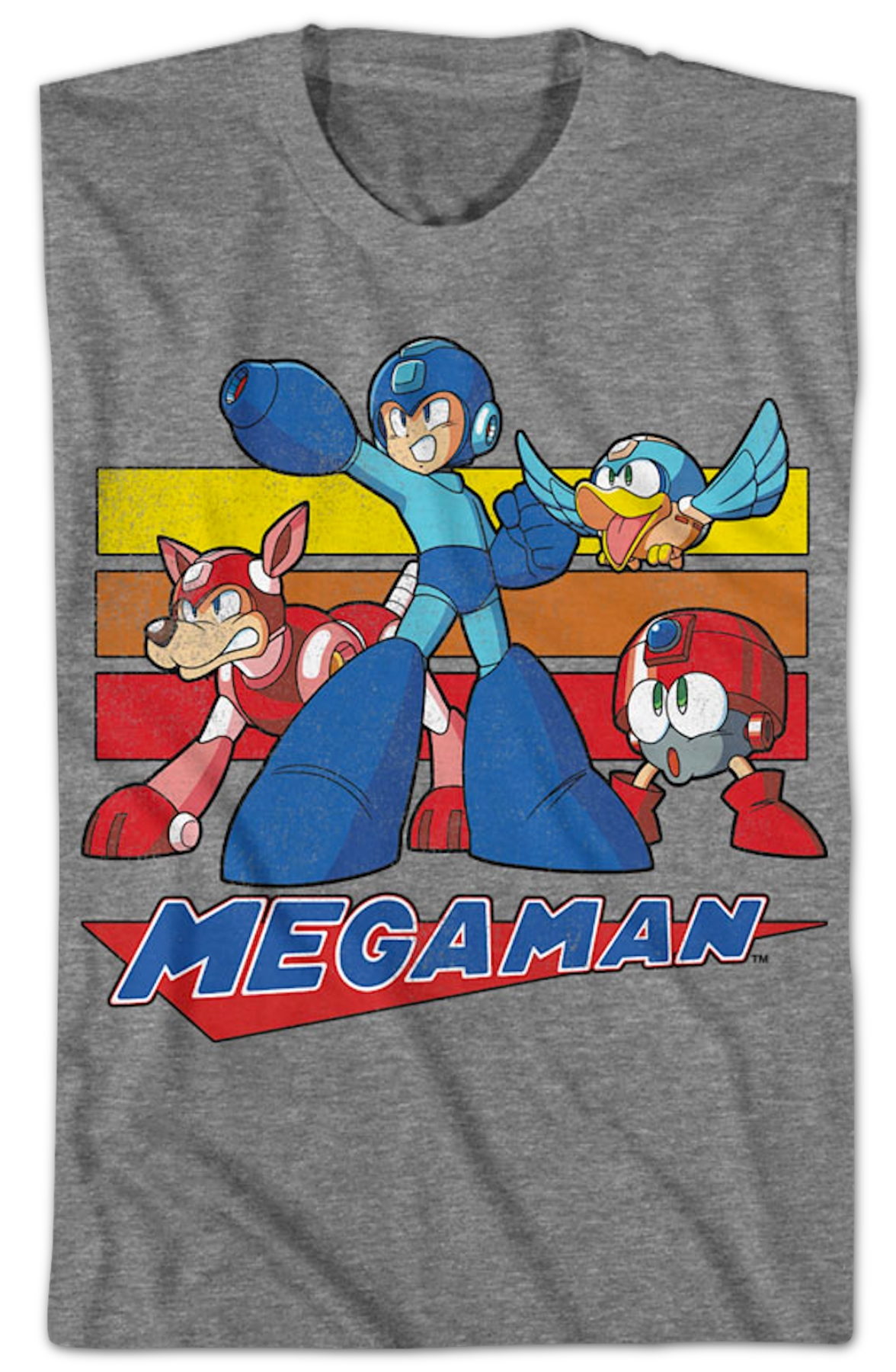 Retro Stripes Collage Mega Man T-Shirt