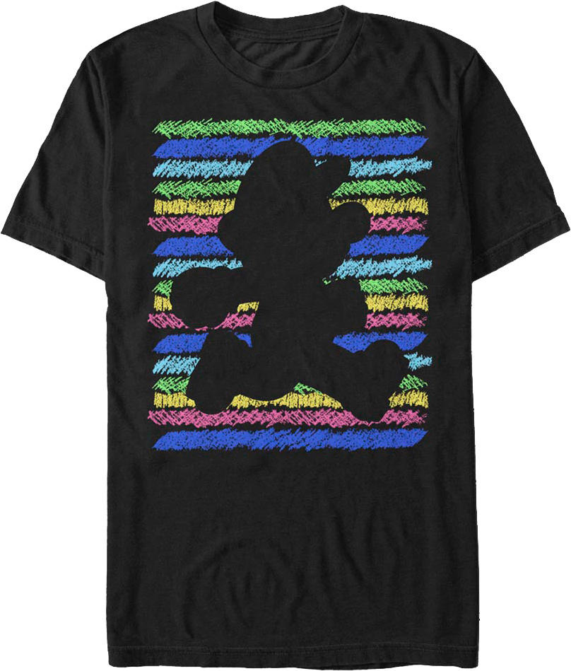 Retro Crayon Stripes Silhouette Super Mario Bros. T-Shirt