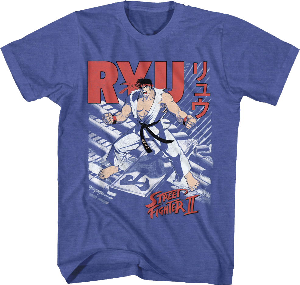 Ryu Japanese Text Street Fighter II T-Shirt