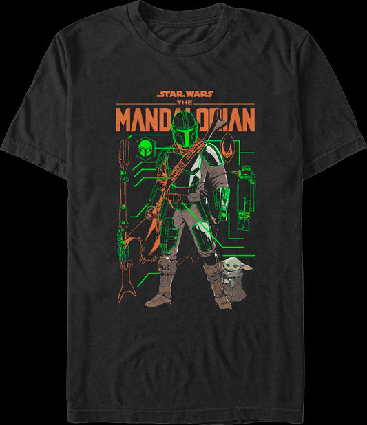 The Mandalorian And The Child Outlines Star Wars T-Shirt