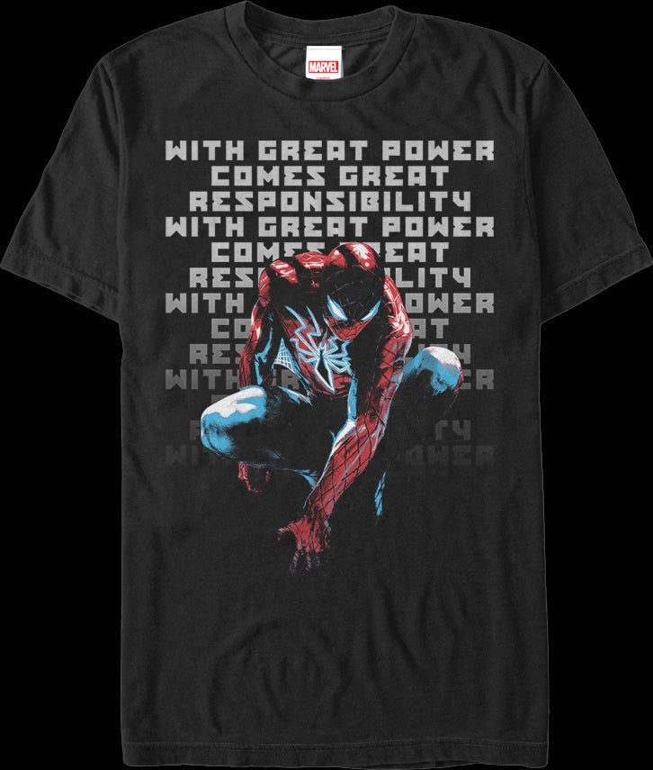 With Great Power Comes Great Responsibility Spider-Man T-Shirt