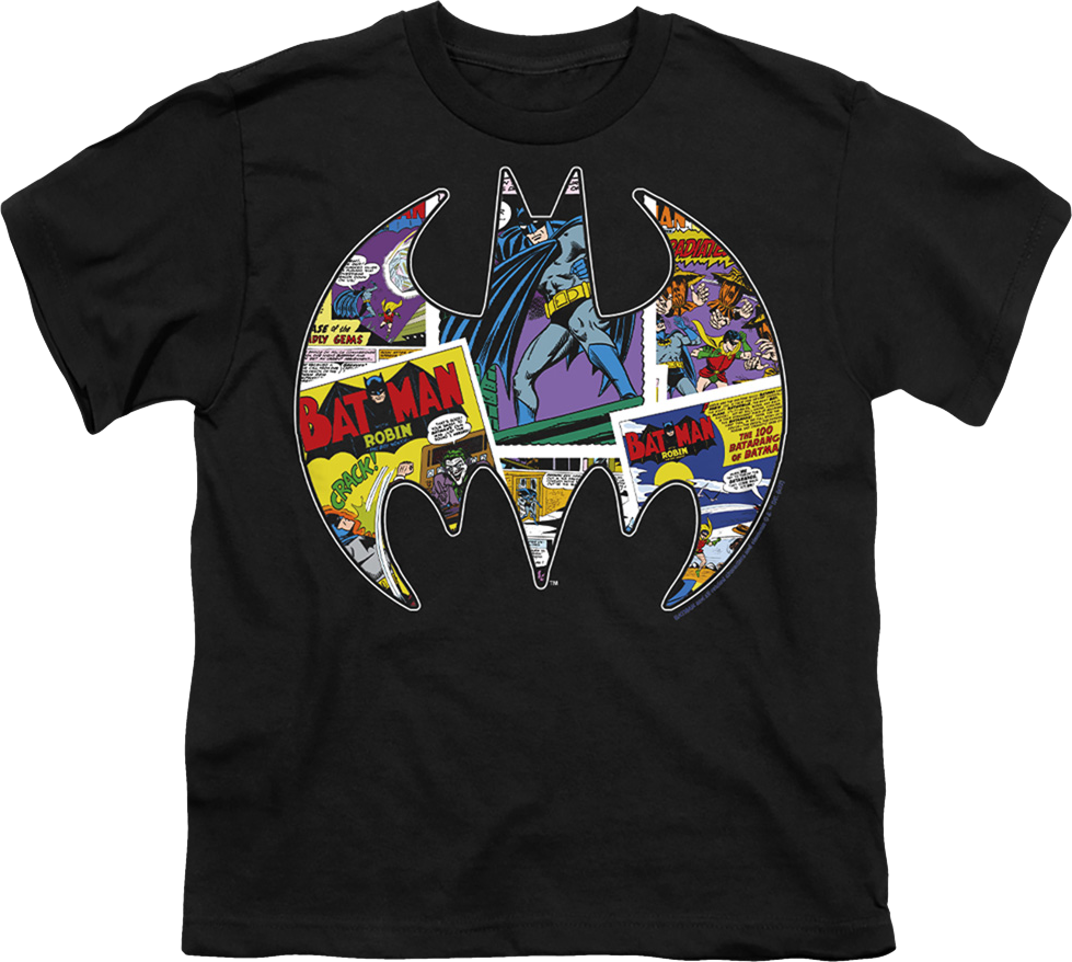 Youth Batman Logo Collage DC Comics Shirt