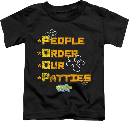 Youth People Order Our Patties SpongeBob SquarePants Shirt