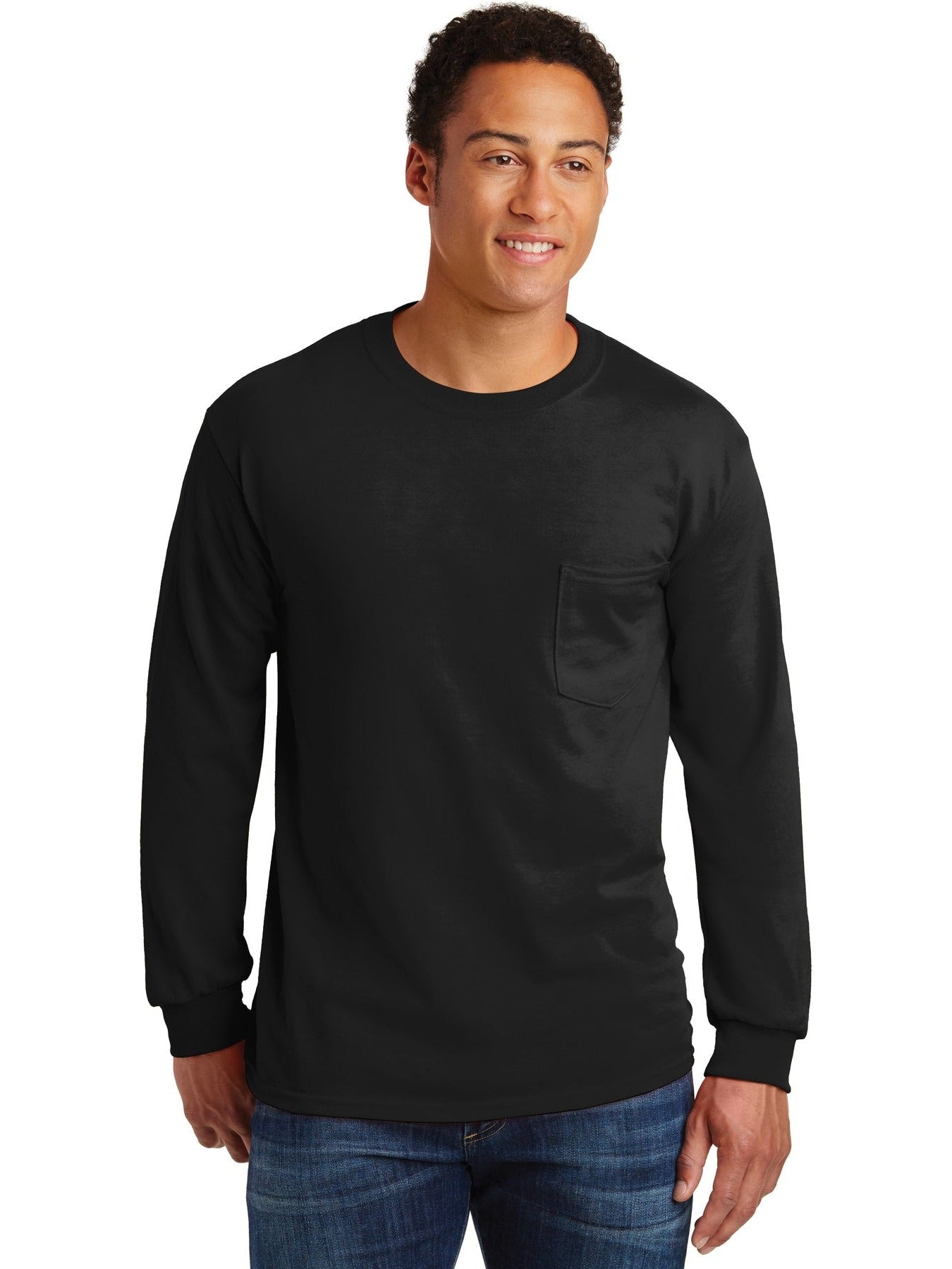 Gildan Ultra Cotton 100% Cotton Long Sleeve T-Shirt with Pocket