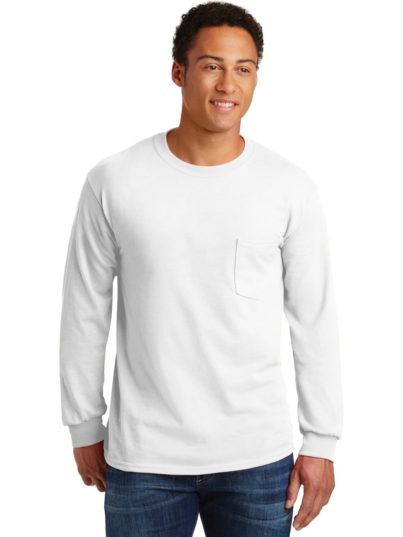 Gildan Ultra Cotton 100% Cotton Long Sleeve T-Shirt with Pocket