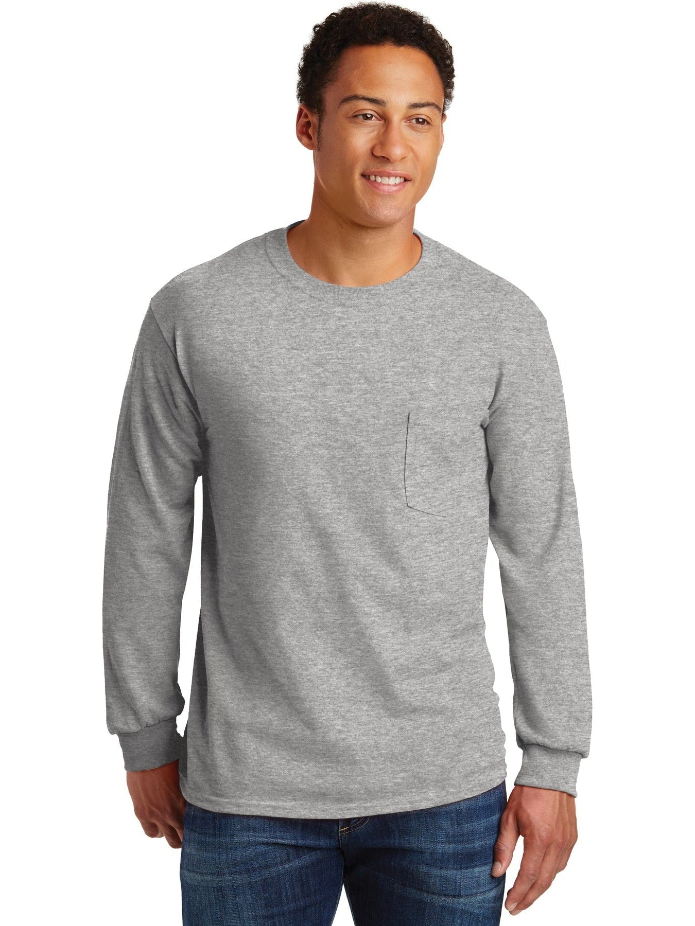 Gildan Ultra Cotton 100% Cotton Long Sleeve T-Shirt with Pocket