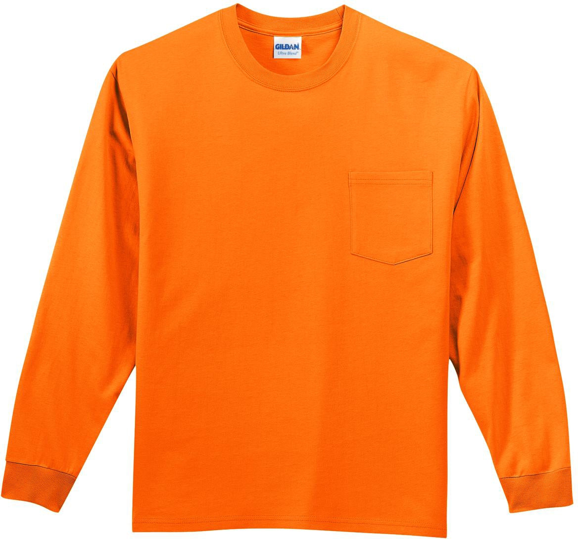 Gildan Ultra Cotton 100% Cotton Long Sleeve T-Shirt with Pocket