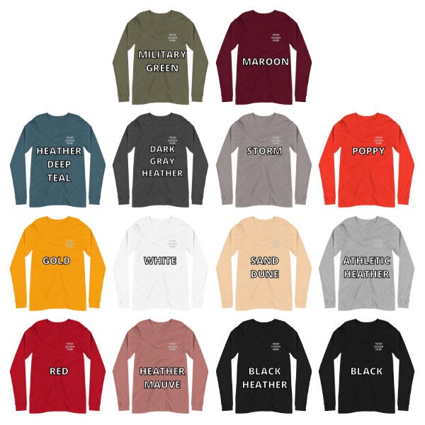 Personalized Embroidered Long Sleeve Tee, Custom Long Sleeve T-Shirt with Your Text Logo Design, Long Sleeve Customized Gift