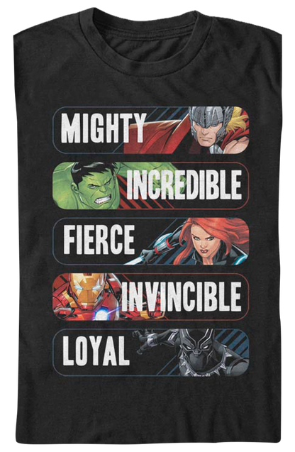 Avenger Adjectives Marvel Comics T-Shirt