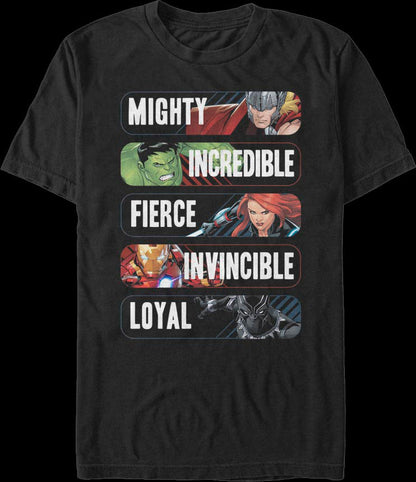 Avenger Adjectives Marvel Comics T-Shirt