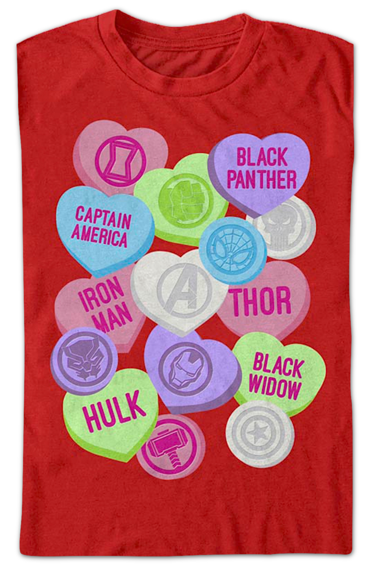 Avengers Candy Hearts Marvel Comics T-Shirt