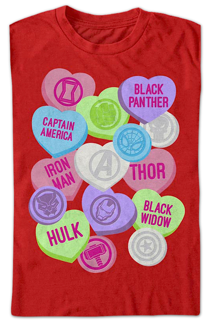 Avengers Candy Hearts Marvel Comics T-Shirt