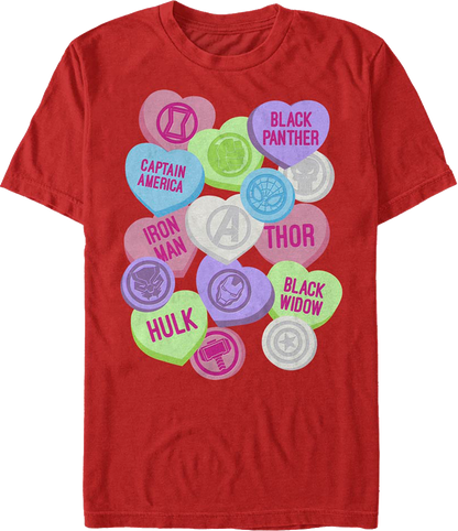 Avengers Candy Hearts Marvel Comics T-Shirt