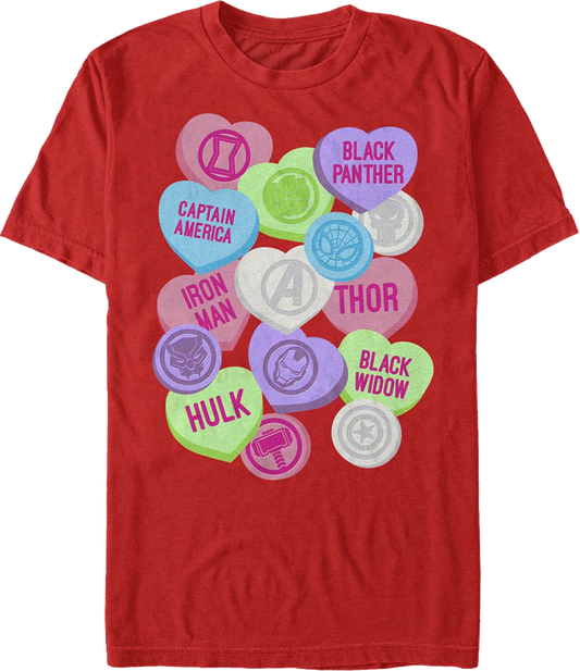 Avengers Candy Hearts Marvel Comics T-Shirt