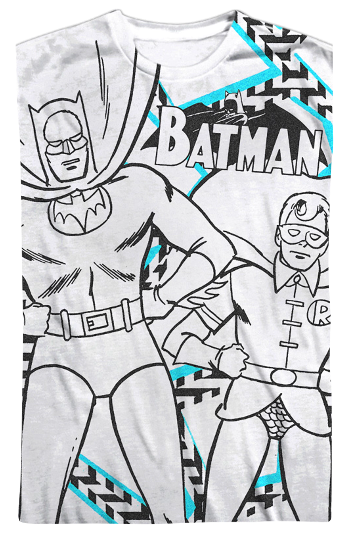 Black and White Sketch Batman and Robin T-Shirt