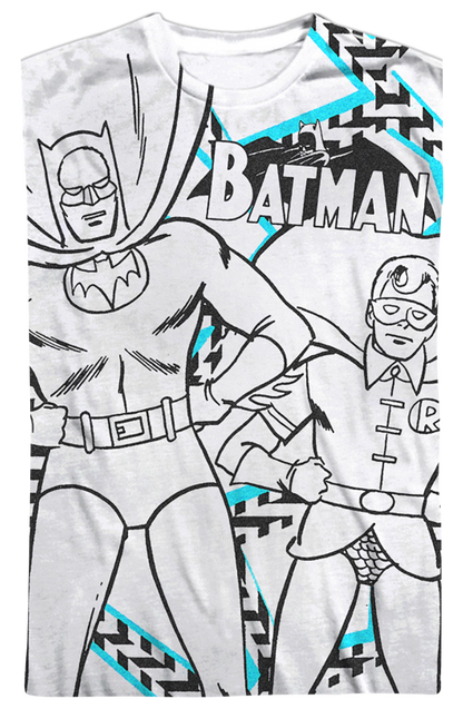 Black and White Sketch Batman and Robin T-Shirt