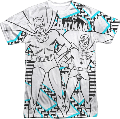 Black and White Sketch Batman and Robin T-Shirt