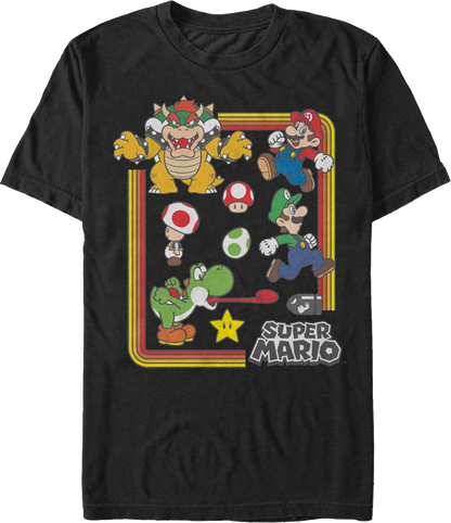 Black Nintendo Characters Super Mario Bros. T-Shirt