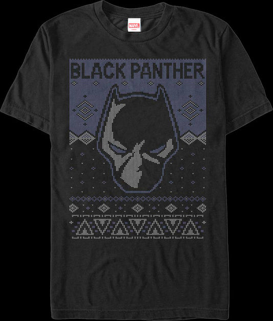 Black Panther Mask Faux Ugly Christmas Sweater Marvel Comics T-Shirt