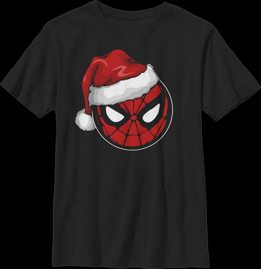 Boys Youth Santa Hat Spider-Man Shirt