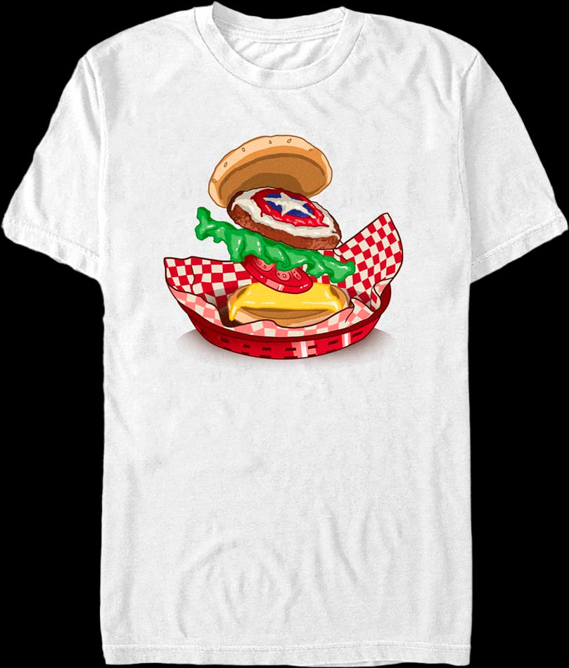 Captain America Burger Marvel Comics T-Shirt