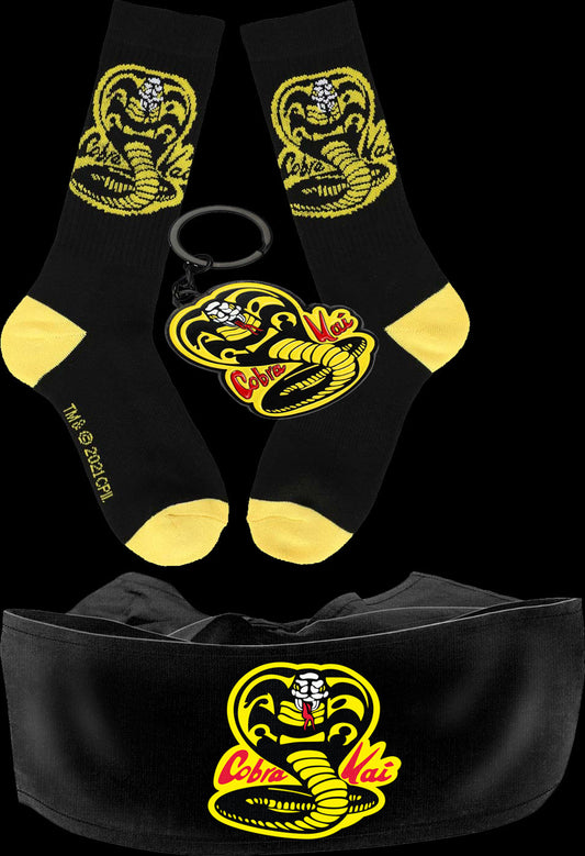 Cobra Kai Logo Socks/Keychain/Headband Combo