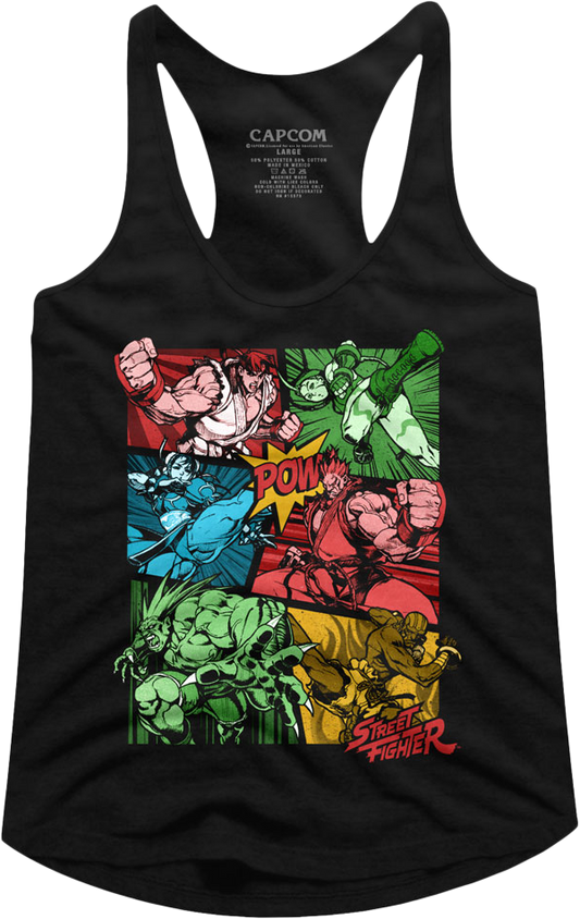 Ladies Comic Book Action Street Fighter Racerback Tank Top