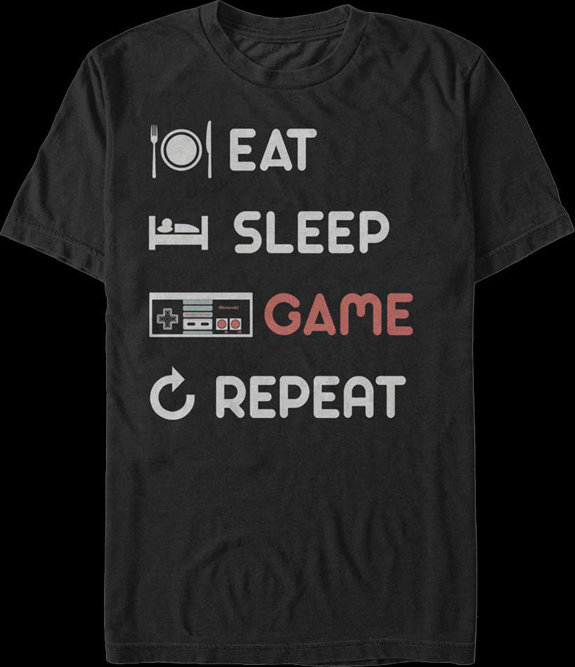 Eat Sleep Game Repeat Nintendo T-Shirt