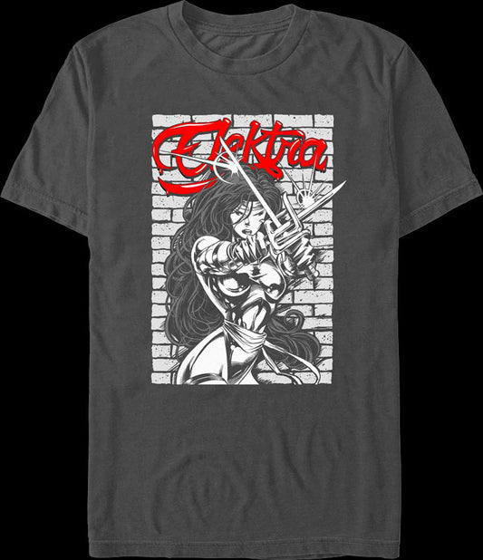 Elektra Brick Wall Pose Marvel Comics T-Shirt