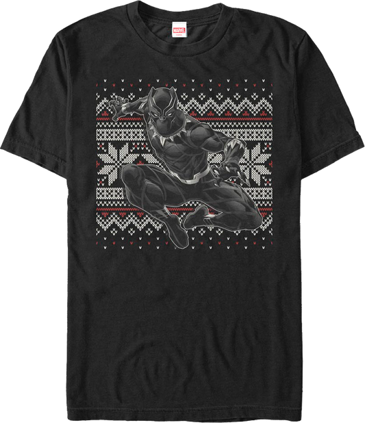 Faux Ugly Black Panther Christmas Sweater Marvel Comics T-Shirt