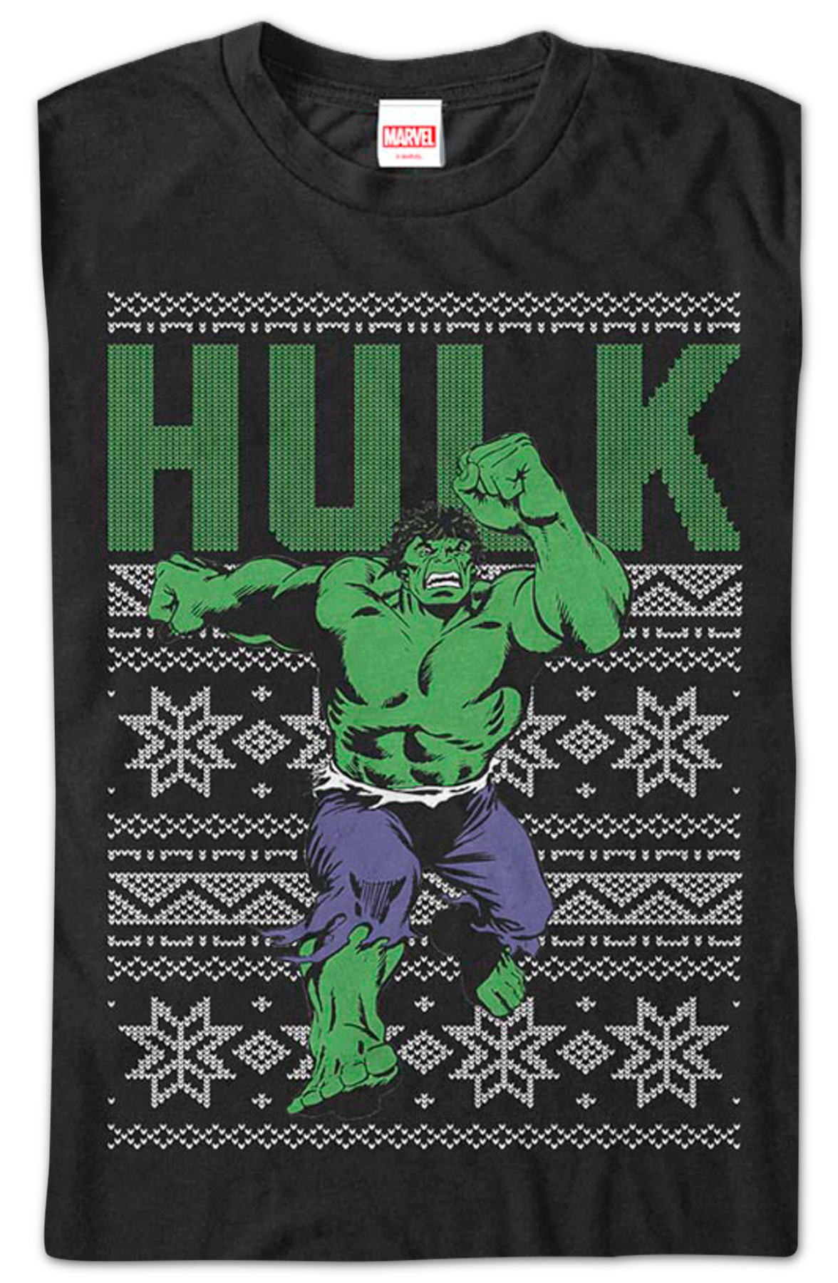 Faux Ugly Incredible Hulk Christmas Sweater Marvel Comics T-Shirt